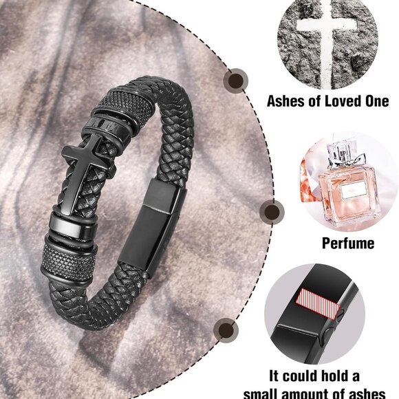 Urn Bracelet Leather Cremation Jewelry Memory Keepsake For Men & Women - Picture 7 of 7